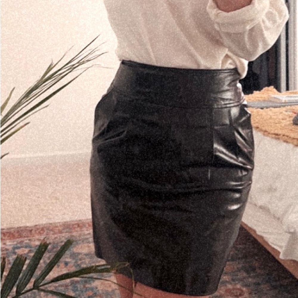 Black Genuine Leather Skirt